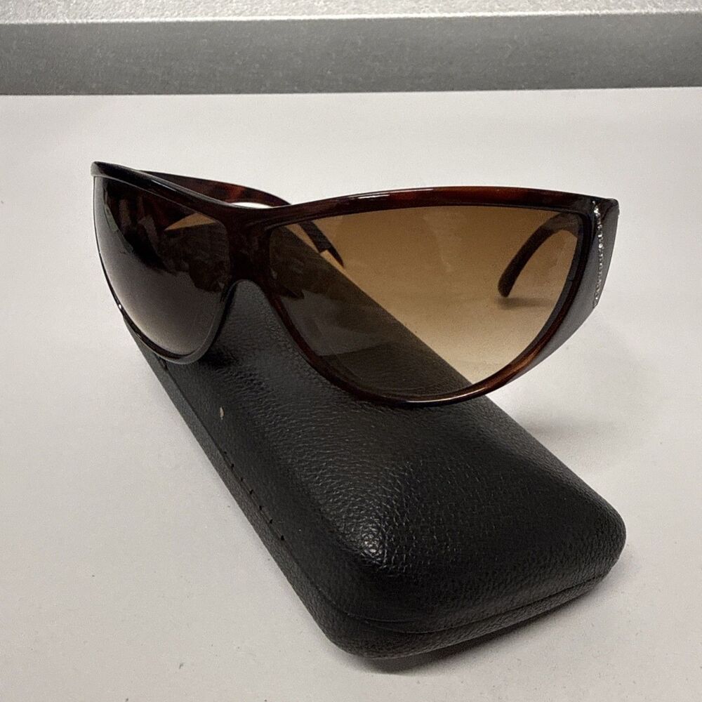 Vintage Wrap Around Gianni Versace Dark Tort Sunglasses Metrics Mod. 874